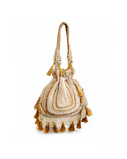 Beige Bloom with Tassels Potli