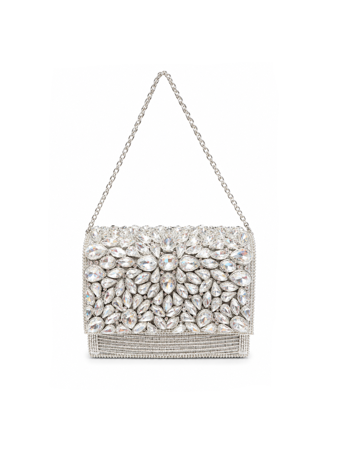 Silver Crystal Bloom Clutch