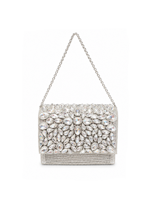 Silver Crystal Bloom Clutch