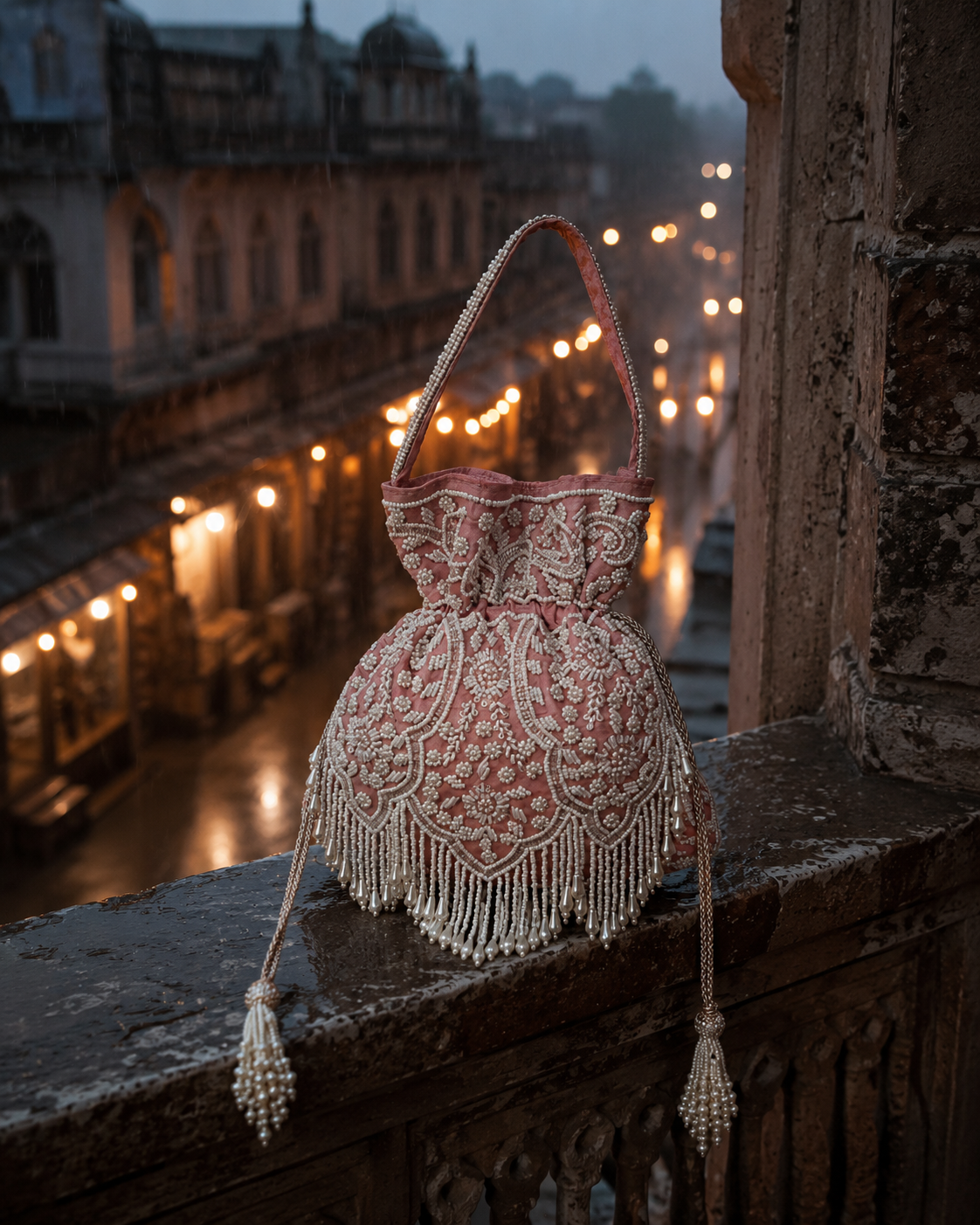 Inaya Beaded Potli (Baby Pink)