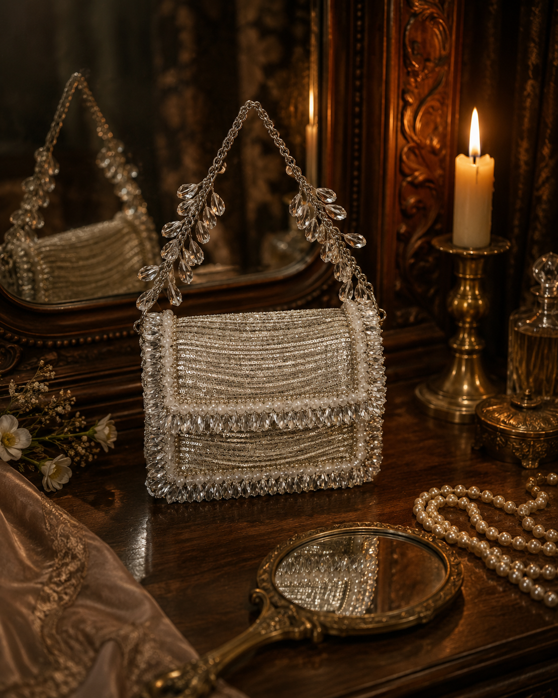 Céleste Crystal Bag (Silver)
