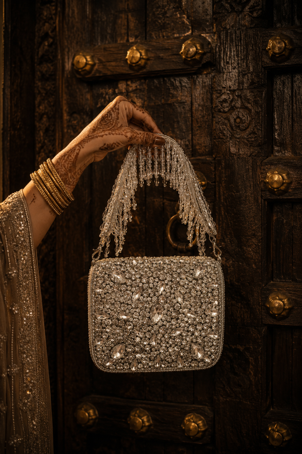 Champagne Lumière Front Flap Clutch