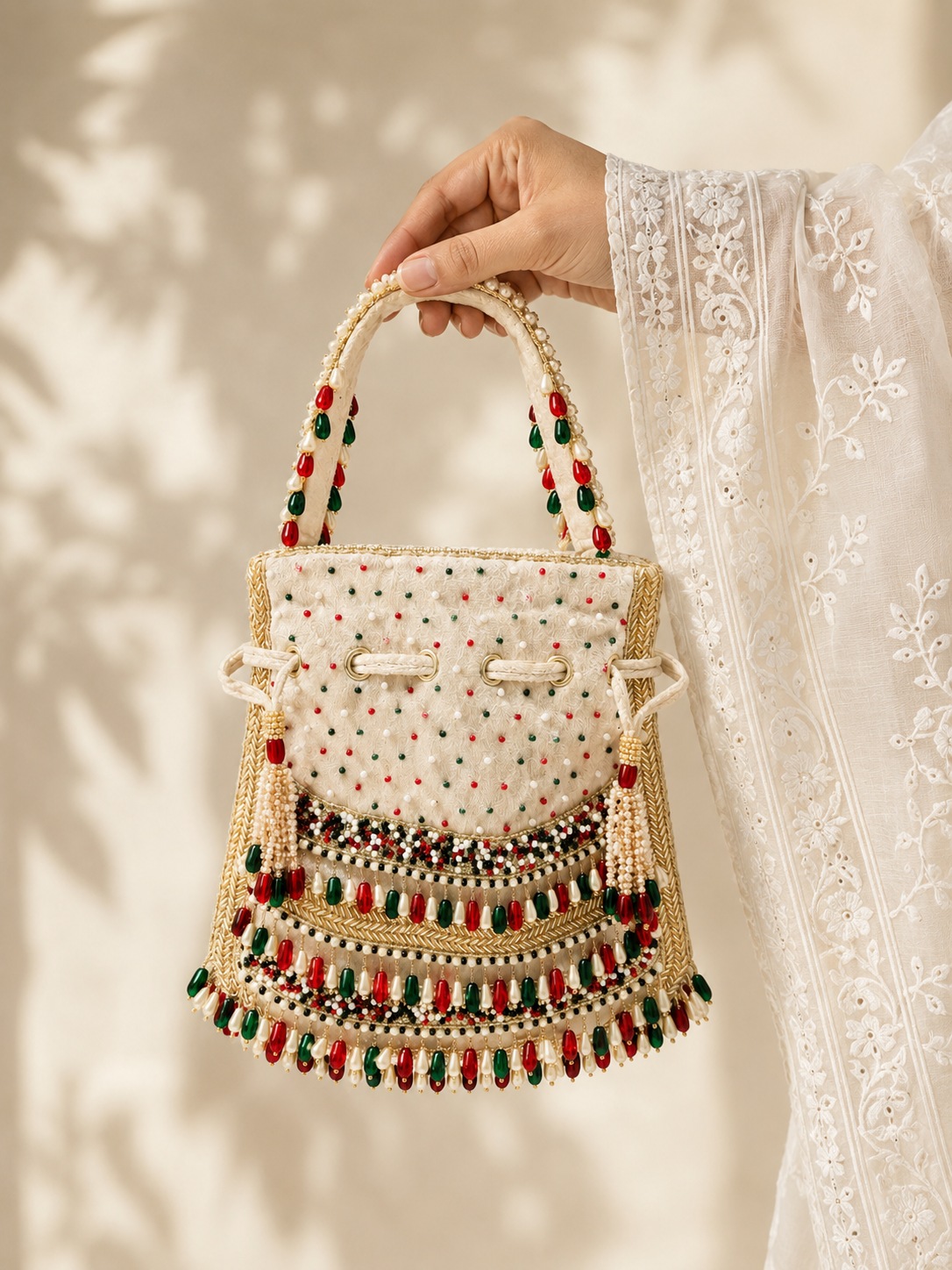 Celestial Glow Potli (Beige Base)