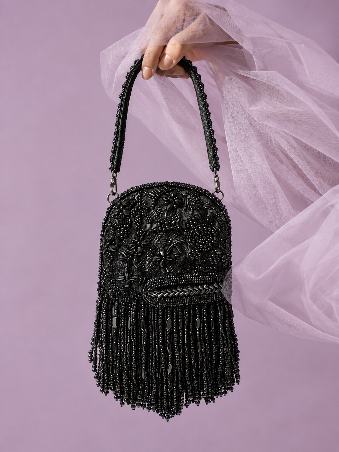 Midnight Noir Fringe Bag