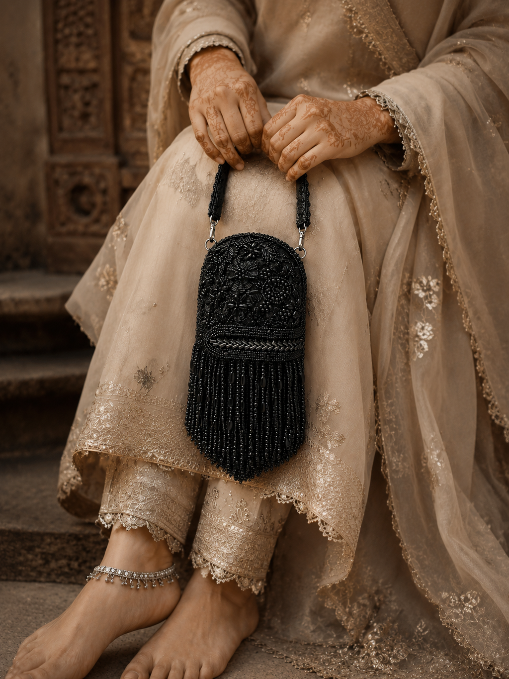 Midnight Noir Fringe Bag