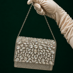 Silver Crystal Bloom Clutch