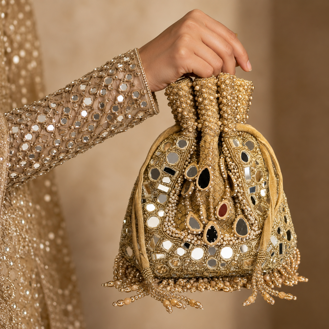 Golden Lafayette Mirror Potli