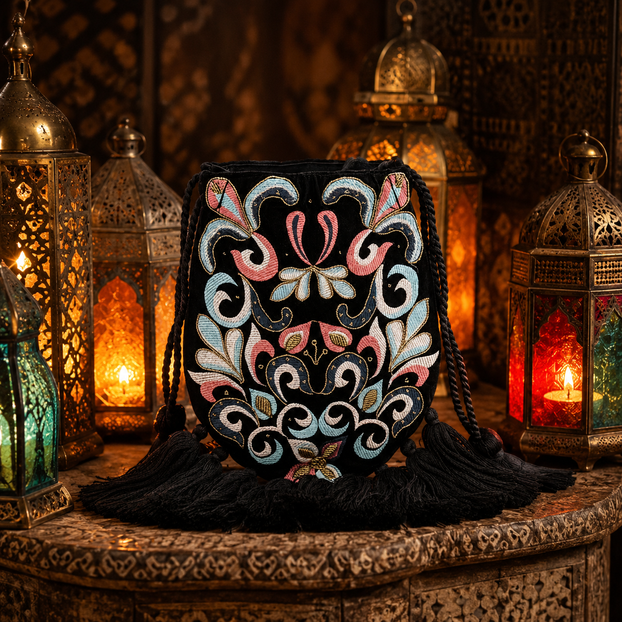 Black Tassel Potli