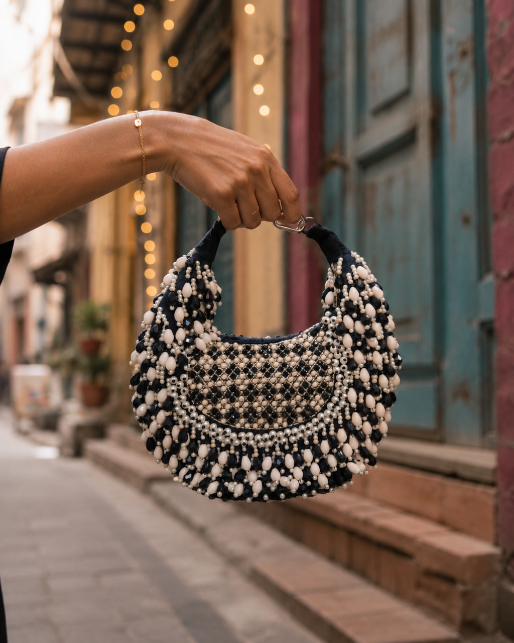 Black & White Moon Potli Bag