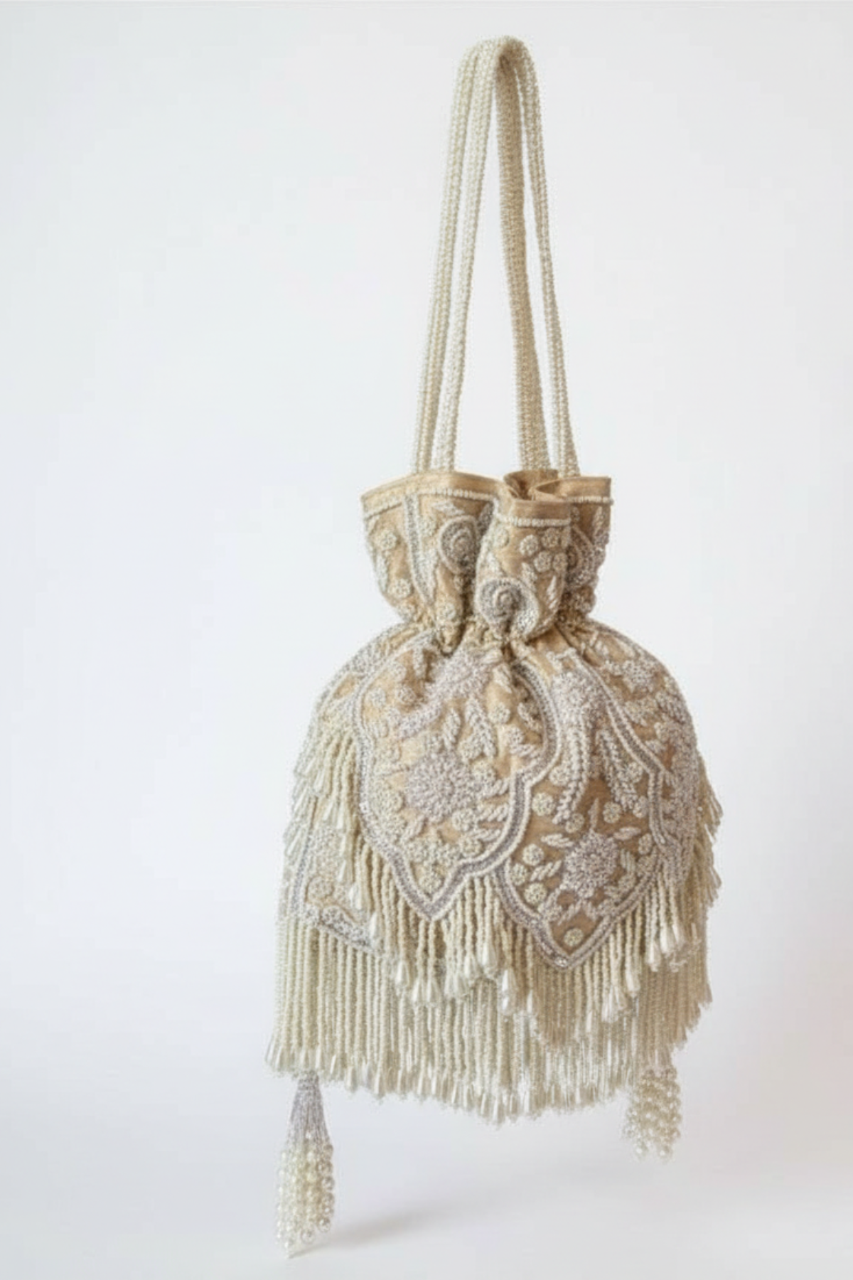 Inaya Beaded Potli (Beige)